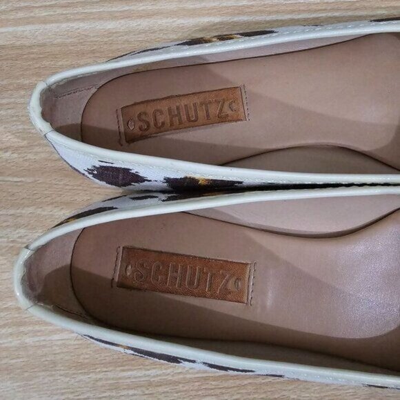 Schutz Flat Ballet Leopard Print Bow Womens Canvas Shoe Size 6 - Picture 10 of 13